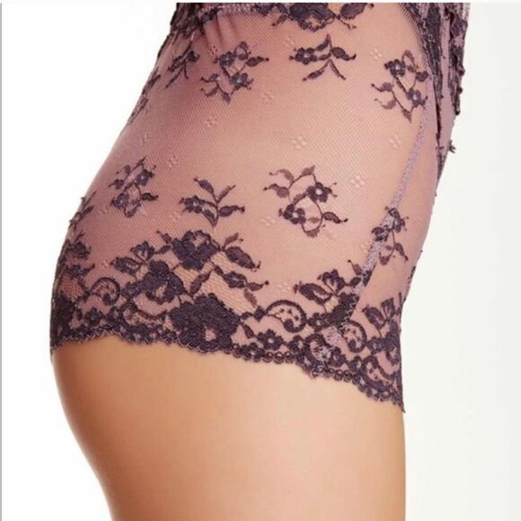 Free People Too Cute To Handle Bodysuit In Eggplant - Picture 4 of 5